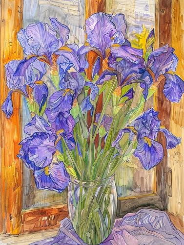 VwrxnchCoatx Colorful Flowers Kreuzstich Stickpackungen Vorgedruckt Set Erwachsene, 11CT 40x50cm（15.75 * 19.69in） Pre-Printed Embroidery Templates, Embroidery Pictures von VwrxnchCoatx