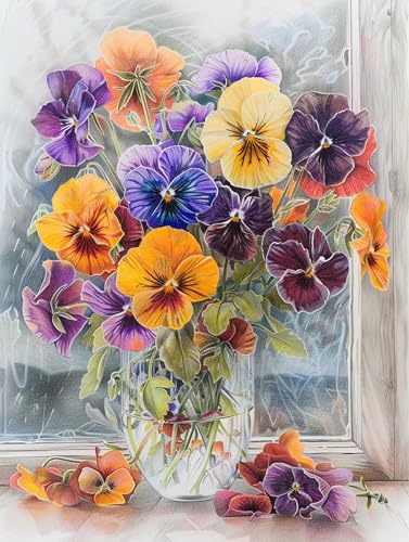 VwrxnchCoatx Colorful Flowers Kreuzstich Stickpackungen Vorgedruckt Set Erwachsene, 11CT 40x50cm（15.75 * 19.69in） Pre-Printed Embroidery Templates, Embroidery Pictures von VwrxnchCoatx