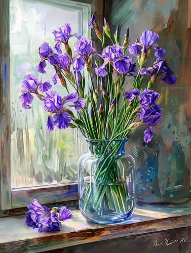 VwrxnchCoatx Colorful Flowers kreuzstich set vorgedruckt embroidery kit 11CT 40x50cm（15.75 * 19.69in） Stamped Embroidery Kits for Adults Wall Art Home Decoration von VwrxnchCoatx