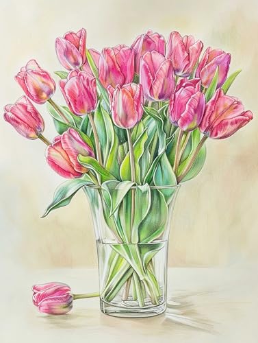 VwrxnchCoatx Colorful Flowers stickbilder erwachsene vorgedruckt set 11CT 40x50cm（15.75 * 19.69in） Sticken Starter Set FüR Erwachsene Kinder AnfäNger, Cross Stitch Kit von VwrxnchCoatx