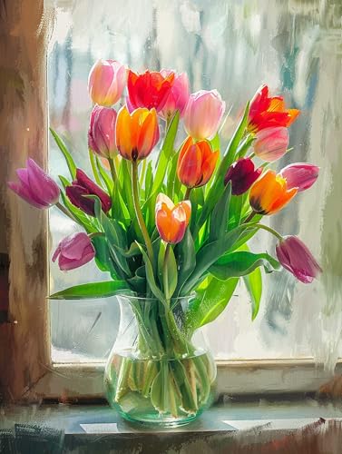 VwrxnchCoatx Colorful Flowers stickbilder vorgedruckt kreuzstich 11CT 40x50cm（15.75 * 19.69in） Embroidery Kit,Embroidery Set, Adult Beginners,stickbilder erwachsene von VwrxnchCoatx