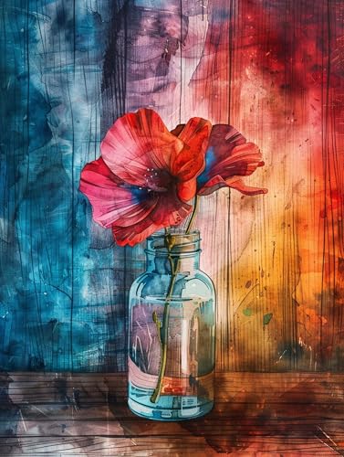 VwrxnchCoatx Colorful Flowers stickerei set anfänger Bilder Stickerei Set 11CT 40x50cm（15.75 * 19.69in） Pre-Printed Cross Stitch Embroidery Kit, Embroidery Kit von VwrxnchCoatx
