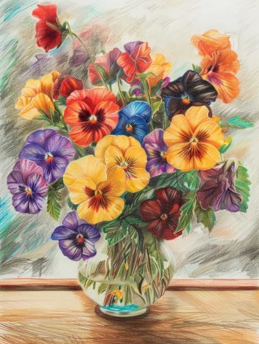 VwrxnchCoatx Colorful Flowers stickerei set anfänger Bilder Stickerei Set 11CT 40x50cm（15.75 * 19.69in） Pre-Printed Cross Stitch Embroidery Kit, Embroidery Kit von VwrxnchCoatx
