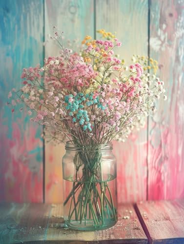 VwrxnchCoatx Colorful Flowers stickerei set anfänger Bilder Stickerei Set 11CT 40x50cm（15.75 * 19.69in） Pre-Printed Cross Stitch Embroidery Kit, Embroidery Kit von VwrxnchCoatx