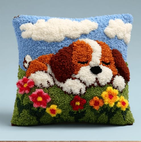 VwrxnchCoatx Knüpfset Für Erwachsene,Affe 43X43Cm Knüpfkissen Zum Selber Knüpfen,Häkelgarn,Farbiger,Vorgedruckter Leinenteppich,Handarbeit,Diy-Kissenbezug,Knüpfset,Heimwerken,Sofadekoration von VwrxnchCoatx