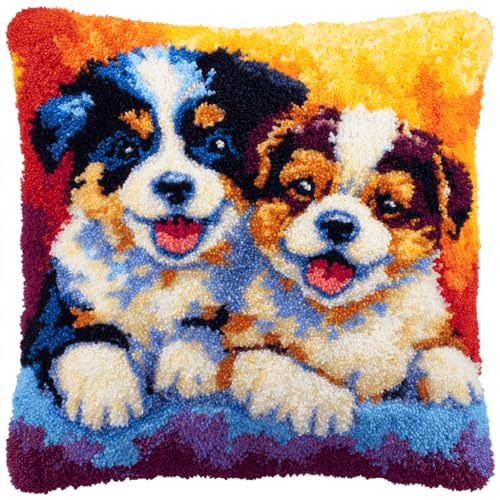 VwrxnchCoatx Knüpfset Für Erwachsene,Affe 43X43Cm Knüpfkissen Zum Selber Knüpfen,Häkelgarn,Farbiger,Vorgedruckter Leinenteppich,Handarbeit,Diy-Kissenbezug,Knüpfset,Heimwerken,Sofadekoration von VwrxnchCoatx