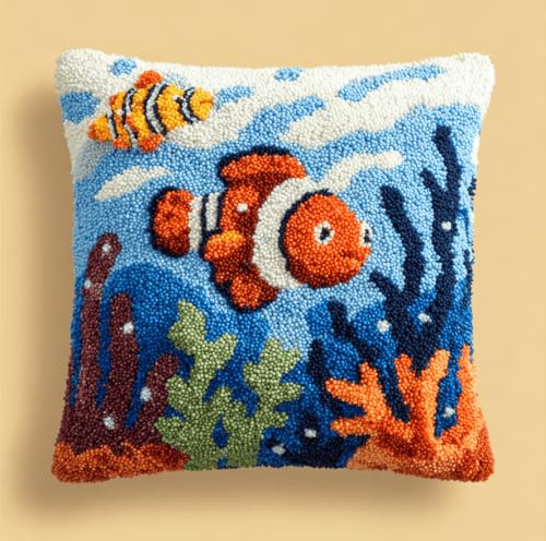 VwrxnchCoatx Knüpfset Für Erwachsene,Blume 43X43Cm Knüpfkissen Zum Selber Knüpfen,Häkelgarn,Farbiger,Vorgedruckter Leinenteppich,Handarbeit,Diy-Kissenbezug,Knüpfset,Heimwerken,Sofadekoration von VwrxnchCoatx