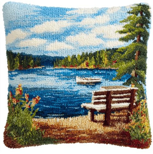 VwrxnchCoatx Knüpfset Für Erwachsene,Blumen 43X43Cm Knüpfkissen Zum Selber Knüpfen,Häkelgarn,Farbiger,Vorgedruckter Leinenteppich,Handarbeit,Diy-Kissenbezug,Knüpfset,Heimwerken,Sofadekoration von VwrxnchCoatx