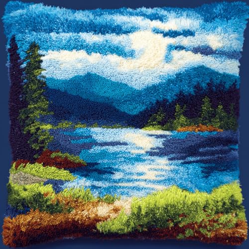 VwrxnchCoatx Knüpfset Für Erwachsene,Blumen 43X43Cm Knüpfkissen Zum Selber Knüpfen,Häkelgarn,Farbiger,Vorgedruckter Leinenteppich,Handarbeit,Diy-Kissenbezug,Knüpfset,Heimwerken,Sofadekoration von VwrxnchCoatx