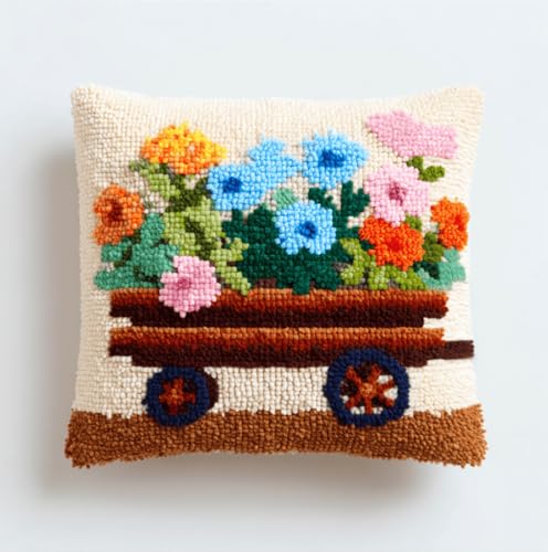 VwrxnchCoatx Knüpfset Für Erwachsene,Chrysantheme 43X43Cm Knüpfkissen Zum Selber Knüpfen,Häkelgarn,Farbiger,Vorgedruckter Leinenteppich,Handarbeit,Diy-Kissenbezug,Knüpfset,Heimwerken,Sofadekoration von VwrxnchCoatx