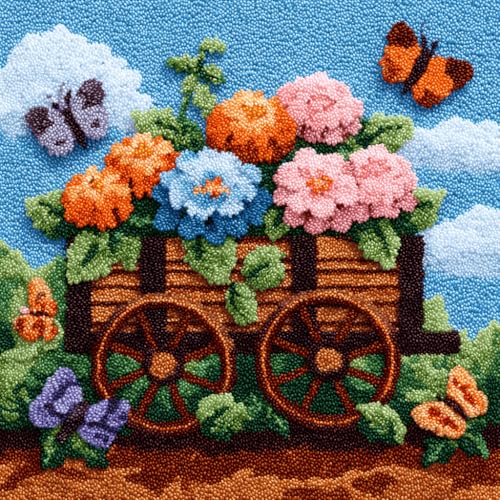 VwrxnchCoatx Knüpfset Für Erwachsene,Chrysantheme 43X43Cm Knüpfkissen Zum Selber Knüpfen,Häkelgarn,Farbiger,Vorgedruckter Leinenteppich,Handarbeit,Diy-Kissenbezug,Knüpfset,Heimwerken,Sofadekoration von VwrxnchCoatx