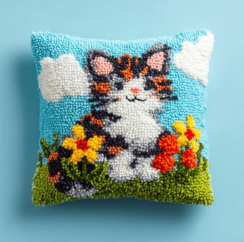VwrxnchCoatx Knüpfset Für Erwachsene,Drachen 43X43Cm Knüpfkissen Zum Selber Knüpfen,Häkelgarn,Farbiger,Vorgedruckter Leinenteppich,Handarbeit,Diy-Kissenbezug,Knüpfset,Heimwerken,Sofadekoration von VwrxnchCoatx