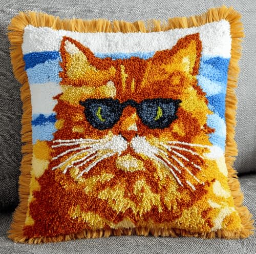 VwrxnchCoatx Knüpfset Für Erwachsene,Drachen 43X43Cm Knüpfkissen Zum Selber Knüpfen,Häkelgarn,Farbiger,Vorgedruckter Leinenteppich,Handarbeit,Diy-Kissenbezug,Knüpfset,Heimwerken,Sofadekoration von VwrxnchCoatx