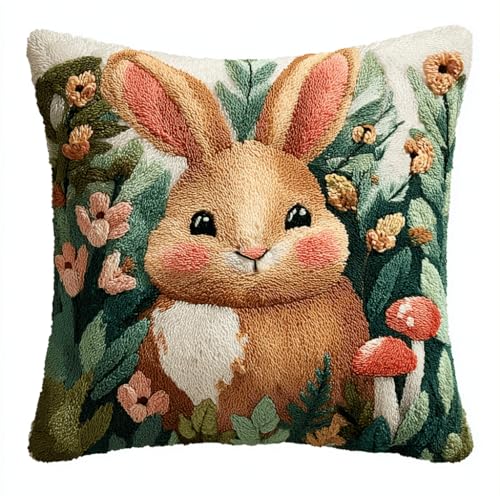 VwrxnchCoatx Knüpfset Für Erwachsene,Driftflasche 43X43Cm Knüpfkissen Zum Selber Knüpfen,Häkelgarn,Farbiger,Vorgedruckter Leinenteppich,Handarbeit,Diy-Kissenbezug,Knüpfset,Heimwerken,Sofadekoration von VwrxnchCoatx