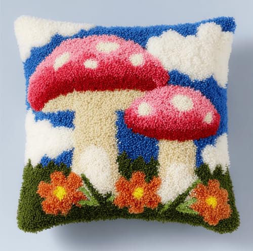 VwrxnchCoatx Knüpfset Für Erwachsene,Grüne Wälder 43X43Cm Knüpfkissen Zum Selber Knüpfen,Häkelgarn,Farbiger,Vorgedruckter Leinenteppich,Handarbeit,Diy-Kissenbezug,Knüpfset,Heimwerken,Sofadekoration von VwrxnchCoatx