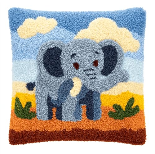 VwrxnchCoatx Knüpfset Für Erwachsene,Hund 43X43Cm Knüpfkissen Zum Selber Knüpfen,Häkelgarn,Farbiger,Vorgedruckter Leinenteppich,Handarbeit,Diy-Kissenbezug,Knüpfset,Heimwerken,Sofadekoration von VwrxnchCoatx