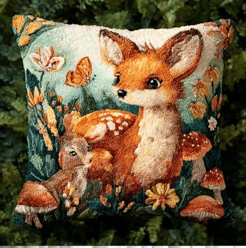 VwrxnchCoatx Knüpfset Für Erwachsene,Hund Und Liebe 43X43Cm Knüpfkissen Zum Selber Knüpfen,Häkelgarn,Farbiger,Vorgedruckter Leinenteppich,Handarbeit,Diy-Kissenbezug,Knüpfset,Heimwerken,Sofadekoration von VwrxnchCoatx