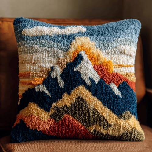 VwrxnchCoatx Knüpfset Für Erwachsene,Katze 43X43Cm Knüpfkissen Zum Selber Knüpfen,Häkelgarn,Farbiger,Vorgedruckter Leinenteppich,Handarbeit,Diy-Kissenbezug,Knüpfset,Heimwerken,Sofadekoration von VwrxnchCoatx