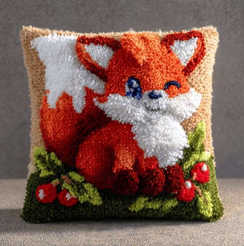 VwrxnchCoatx Knüpfset Für Erwachsene,Katze 43X43Cm Knüpfkissen Zum Selber Knüpfen,Häkelgarn,Farbiger,Vorgedruckter Leinenteppich,Handarbeit,Diy-Kissenbezug,Knüpfset,Heimwerken,Sofadekoration von VwrxnchCoatx