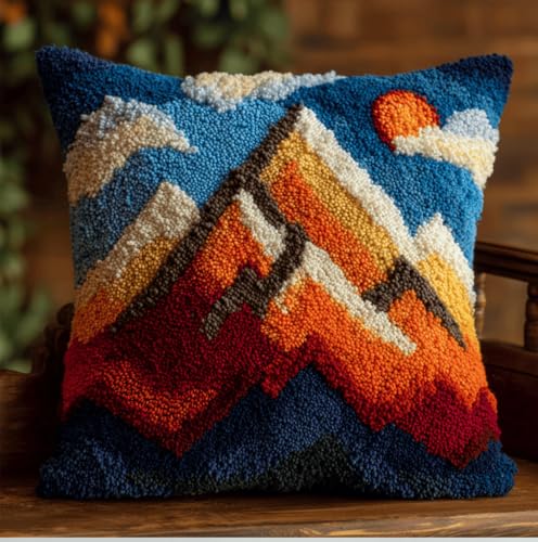 VwrxnchCoatx Knüpfset Für Erwachsene,Katze 43X43Cm Knüpfkissen Zum Selber Knüpfen,Häkelgarn,Farbiger,Vorgedruckter Leinenteppich,Handarbeit,Diy-Kissenbezug,Knüpfset,Heimwerken,Sofadekoration von VwrxnchCoatx