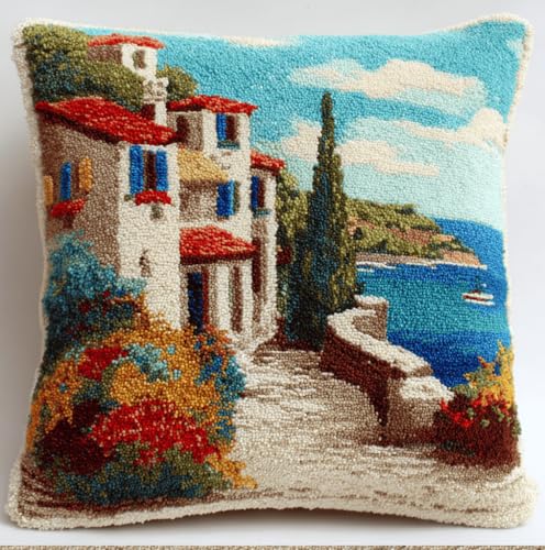 VwrxnchCoatx Knüpfset Für Erwachsene,Kimono-Frau 43X43Cm Knüpfkissen Zum Selber Knüpfen,Häkelgarn,Farbiger,Vorgedruckter Leinenteppich,Handarbeit,Diy-Kissenbezug,Knüpfset,Heimwerken,Sofadekoration von VwrxnchCoatx