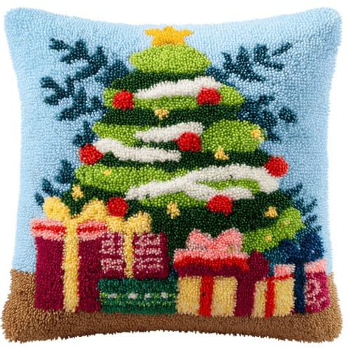 VwrxnchCoatx Knüpfset Für Erwachsene,Mädchen 43X43Cm Knüpfkissen Zum Selber Knüpfen,Häkelgarn,Farbiger,Vorgedruckter Leinenteppich,Handarbeit,Diy-Kissenbezug,Knüpfset,Heimwerken,Sofadekoration von VwrxnchCoatx