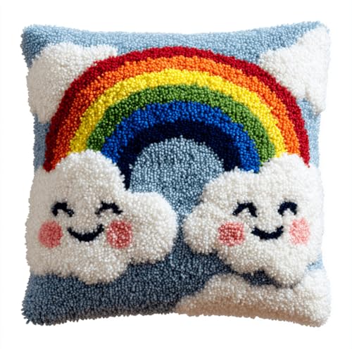 VwrxnchCoatx Knüpfset Für Erwachsene,Phönix 43X43Cm Knüpfkissen Zum Selber Knüpfen,Häkelgarn,Farbiger,Vorgedruckter Leinenteppich,Handarbeit,Diy-Kissenbezug,Knüpfset,Heimwerken,Sofadekoration von VwrxnchCoatx