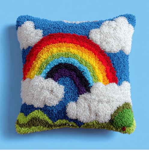 VwrxnchCoatx Knüpfset Für Erwachsene,Phönix 43X43Cm Knüpfkissen Zum Selber Knüpfen,Häkelgarn,Farbiger,Vorgedruckter Leinenteppich,Handarbeit,Diy-Kissenbezug,Knüpfset,Heimwerken,Sofadekoration von VwrxnchCoatx