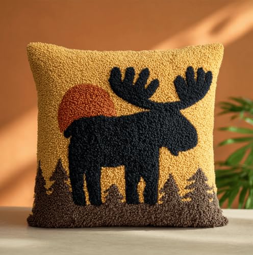 VwrxnchCoatx Knüpfset Für Erwachsene,Pinguin 43X43Cm Knüpfkissen Zum Selber Knüpfen,Häkelgarn,Farbiger,Vorgedruckter Leinenteppich,Handarbeit,Diy-Kissenbezug,Knüpfset,Heimwerken,Sofadekoration von VwrxnchCoatx