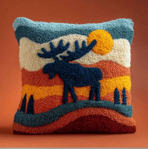 VwrxnchCoatx Knüpfset Für Erwachsene,Pinguin 43X43Cm Knüpfkissen Zum Selber Knüpfen,Häkelgarn,Farbiger,Vorgedruckter Leinenteppich,Handarbeit,Diy-Kissenbezug,Knüpfset,Heimwerken,Sofadekoration von VwrxnchCoatx