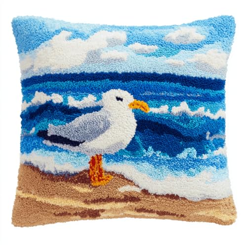 VwrxnchCoatx Knüpfset Für Erwachsene,Schmetterling 43X43Cm Knüpfkissen Zum Selber Knüpfen,Häkelgarn,Farbiger,Vorgedruckter Leinenteppich,Handarbeit,Diy-Kissenbezug,Knüpfset,Heimwerken,Sofadekoration von VwrxnchCoatx