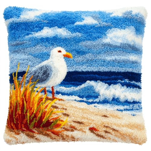 VwrxnchCoatx Knüpfset Für Erwachsene,Schmetterling 43X43Cm Knüpfkissen Zum Selber Knüpfen,Häkelgarn,Farbiger,Vorgedruckter Leinenteppich,Handarbeit,Diy-Kissenbezug,Knüpfset,Heimwerken,Sofadekoration von VwrxnchCoatx