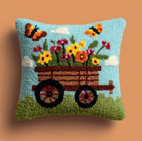VwrxnchCoatx Knüpfset Für Erwachsene,Waschbär 43X43Cm Knüpfkissen Zum Selber Knüpfen,Häkelgarn,Farbiger,Vorgedruckter Leinenteppich,Handarbeit,Diy-Kissenbezug,Knüpfset,Heimwerken,Sofadekoration von VwrxnchCoatx