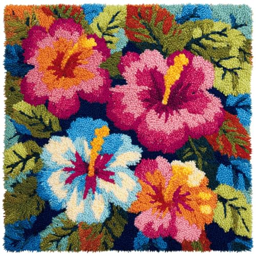 VwrxnchCoatx Knüpfteppich Zum Selber Knüpf-Sets Mit Kissen Knüpfen-Set 43X43Cm Kissenbezug-Set Für Erwachsene Und Kinder Latch Hook Kit Heimaccessoire（Blätter） von VwrxnchCoatx