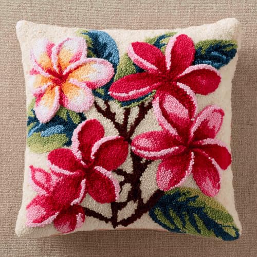 VwrxnchCoatx Knüpfteppich Zum Selber Knüpf-Sets Mit Kissen Knüpfen-Set 43X43Cm Kissenbezug-Set Für Erwachsene Und Kinder Latch Hook Kit Heimaccessoire（Blumen） von VwrxnchCoatx
