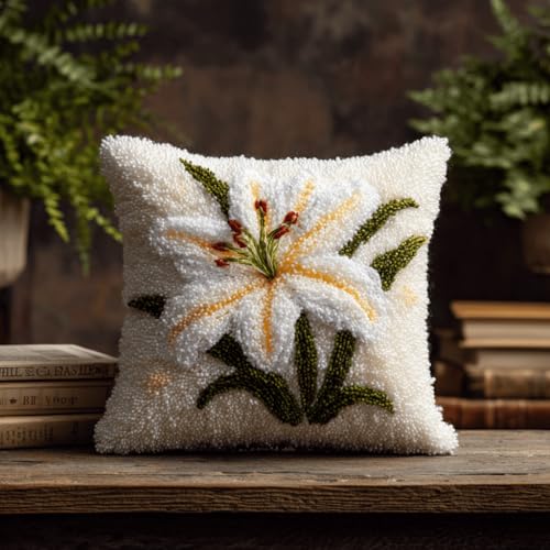VwrxnchCoatx Knüpfteppich Zum Selber Knüpf-Sets Mit Kissen Knüpfen-Set 43X43Cm Kissenbezug-Set Für Erwachsene Und Kinder Latch Hook Kit Heimaccessoire（Blumen） von VwrxnchCoatx