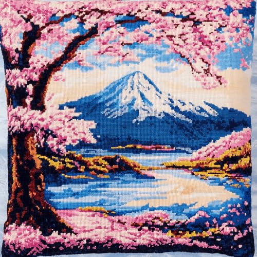 VwrxnchCoatx Knüpfteppich Zum Selber Knüpf-Sets Mit Kissen Knüpfen-Set 43X43Cm Kissenbezug-Set Für Erwachsene Und Kinder Latch Hook Kit Heimaccessoire（Landschaft） von VwrxnchCoatx