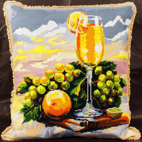 VwrxnchCoatx Knüpfteppich Zum Selber Knüpf-Sets Mit Kissen Knüpfen-Set 43X43Cm Kissenbezug-Set Für Erwachsene Und Kinder Latch Hook Kit Heimaccessoire（Mimose） von VwrxnchCoatx