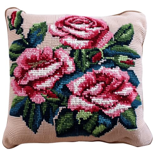 VwrxnchCoatx Knüpfteppich Zum Selber Knüpf-Sets Mit Kissen Knüpfen-Set 43X43Cm Kissenbezug-Set Für Erwachsene Und Kinder Latch Hook Kit Heimaccessoire（Mimose） von VwrxnchCoatx