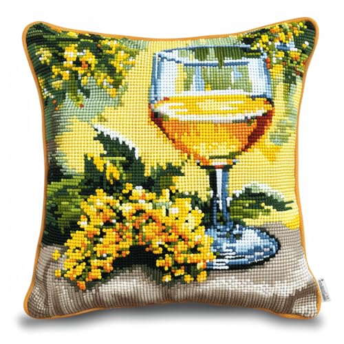 VwrxnchCoatx Knüpfteppich Zum Selber Knüpf-Sets Mit Kissen Knüpfen-Set 43X43Cm Kissenbezug-Set Für Erwachsene Und Kinder Latch Hook Kit Heimaccessoire（Mimose） von VwrxnchCoatx