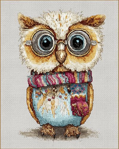 VwrxnchCoatx Kreuzstich Stickpackung Eule,11CT Sticken Set Erwachsene Kreuzstich,DIY Stickbilder Vorgedruckt Kreuzstich für Anfänger Home Decor 40x50cm von VwrxnchCoatx