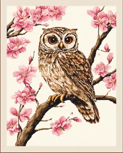 VwrxnchCoatx Kreuzstich Stickpackung Eule,11CT Sticken Set Erwachsene Kreuzstich,DIY Stickbilder Vorgedruckt Kreuzstich für Anfänger Home Decor 40x50cm von VwrxnchCoatx