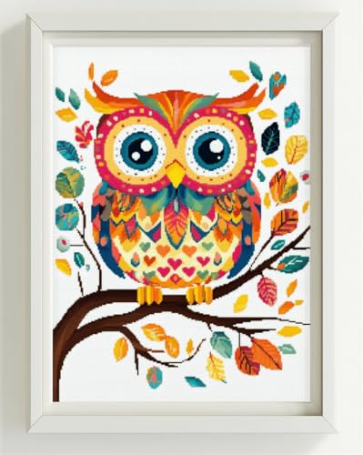 VwrxnchCoatx Kreuzstich Stickpackung Eule,11CT Sticken Set Erwachsene Kreuzstich,DIY Stickbilder Vorgedruckt Kreuzstich für Anfänger Home Decor 40x50cm von VwrxnchCoatx