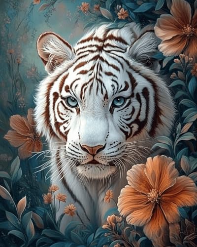 VwrxnchCoatx Kreuzstich Stickpackung Tiger,11CT Sticken Set Erwachsene Kreuzstich,DIY Stickbilder Vorgedruckt Kreuzstich für Anfänger Home Decor 40x50cm von VwrxnchCoatx