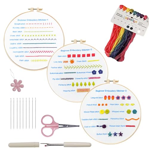 Vxcbad 3 Sets Sticken Set Erwachsene Stickset Stricken für Anfänger Set mit Mustern und Anweisungen, Stickerei Kleidung, Bambus Reifen, Fäden und Nadeln Vxcbad 3 Sets Sticken Set Erwachsene Stickset Stricken für Anfänger Set mit Mustern und Anweisungen, Stickerei Kleidung, Bambus Reifen, Fäden und Nadeln von Vxcbad