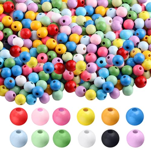 Vxcbad 300stk Holzperlen Bunt Zum Auffädeln, Holzkugeln Mit Loch,für DIY Handgefertigte Handketten und Halsketten Von Hand (12 mm) von Vxcbad