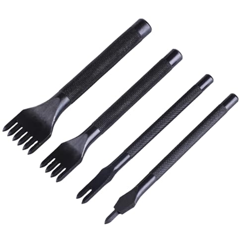 Vxcbad Leder Locher Kits Edelstahl Zinke Leder Handwerk Kits Leder-Werkzeug Set, 4 StüCk PräGezacken Schwarz Vxcbad Leder Locher Kits Edelstahl Zinke Leder Handwerk Kits Leder-Werkzeug Set, 4 StüCk PräGezacken Schwarz von Vxcbad