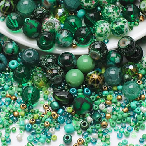 1 Packung grüne Perlen zur Schmuckherstellung, 8 mm und kleine Glasperlen für selbstgemachte Armbänder, Halsketten, Ohrringe, Bastelzubehör 1 Packung grüne Perlen zur Schmuckherstellung, 8 mm und kleine Glasperlen für selbstgemachte Armbänder, Halsketten, Ohrringe, Bastelzubehör von Vxcvzv