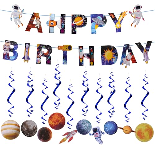 1 x Happy Birthday Banner Planet hängende Wirbel Sonnensystem Party Dekorationen für Jungen Mädchen Kinderzimmer Galaxie Party Supplies 1 x Happy Birthday Banner Planet hängende Wirbel Sonnensystem Party Dekorationen für Jungen Mädchen Kinderzimmer Galaxie Party Supplies von Vxcvzv