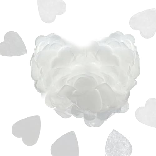Biologisch abbaubares Konfetti für Hochzeit, 10000 Stück, 2,5 cm, Herz-Papiertischdekoration, Geburtstagsdekoration, Partyzubehör (weiß) von Vxcvzv
